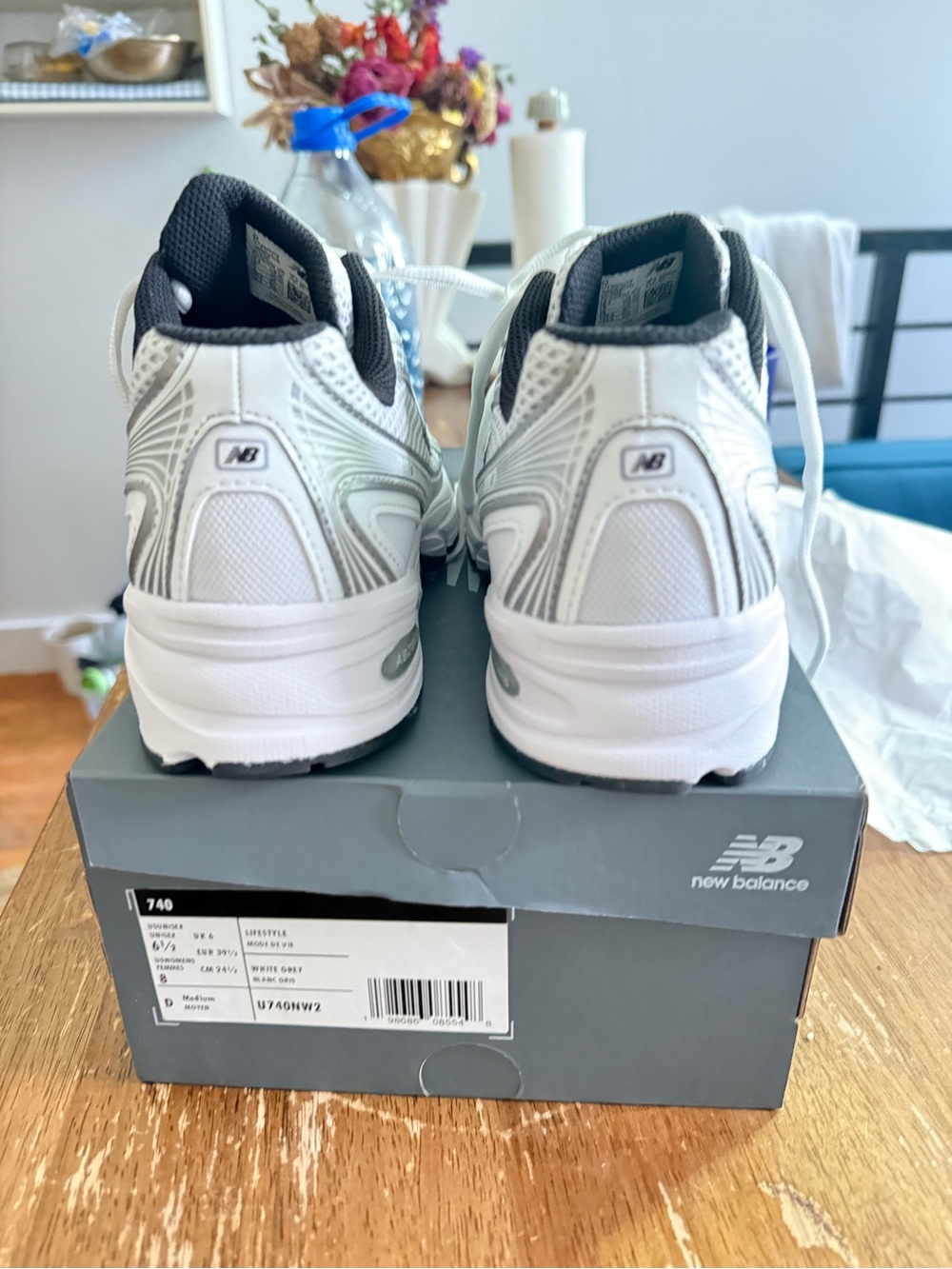New Balance Gray and Black Mesh Running Sneakers - Picture 5 of 11